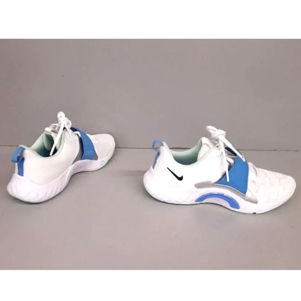 Nike Women's White Blue Renew-in-Season Comfort Footbed TR12 Training Sneakers